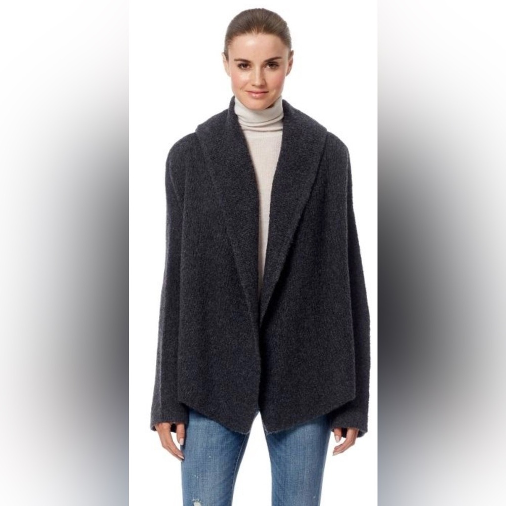 360 Cashmere Brystl Hooded Cardigan Charcoal 100% Cashmere Sz M